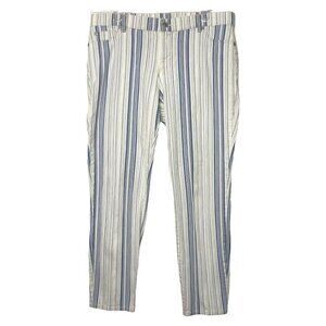 New -TWO by VINCE CAMUTO - 99% Cotton White & Blue Striped Ankle Jeans - Size 32